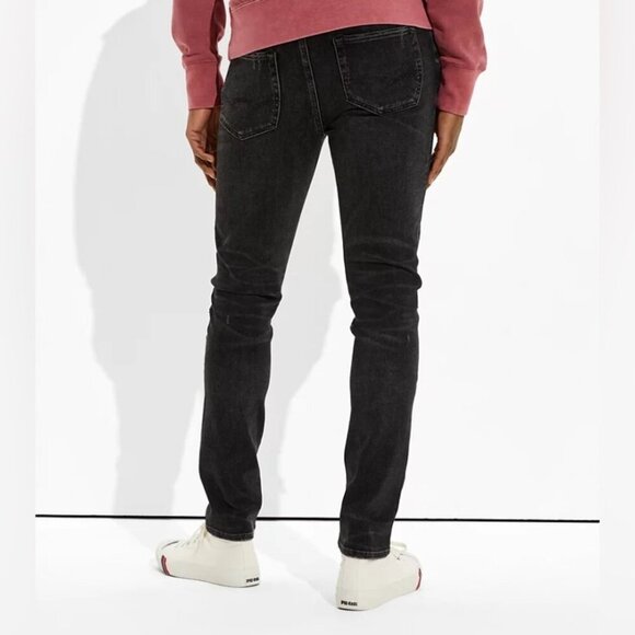 AE Men’s AirFlex 360 Patched Slim Jean Size 32x34 in Black Blaze - Picture 2 of 14